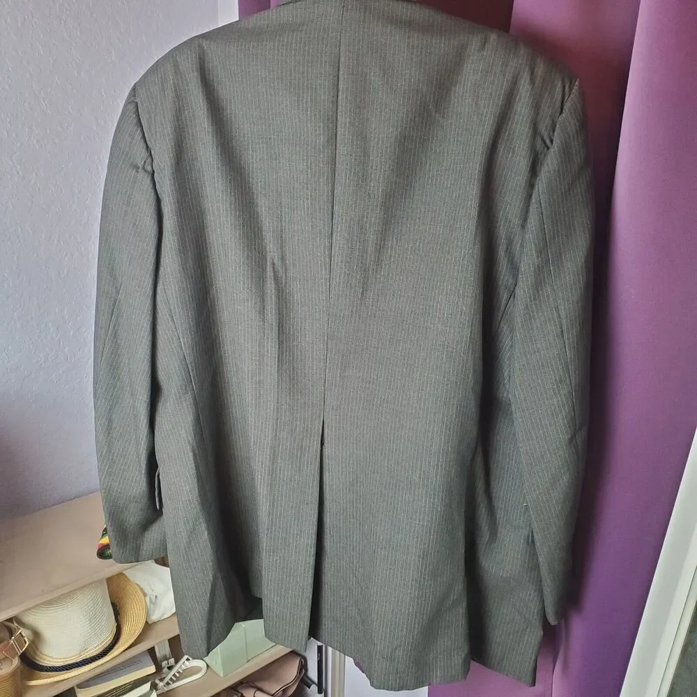 Hart Schaffner Marx Vintage Suit Coat Size 44 Pinstripe Gray Grey Viracle Blazer